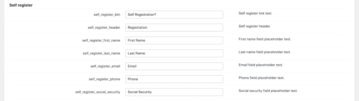 CM Registration Pro: إعدادات تسميات التسجيل الذاتي