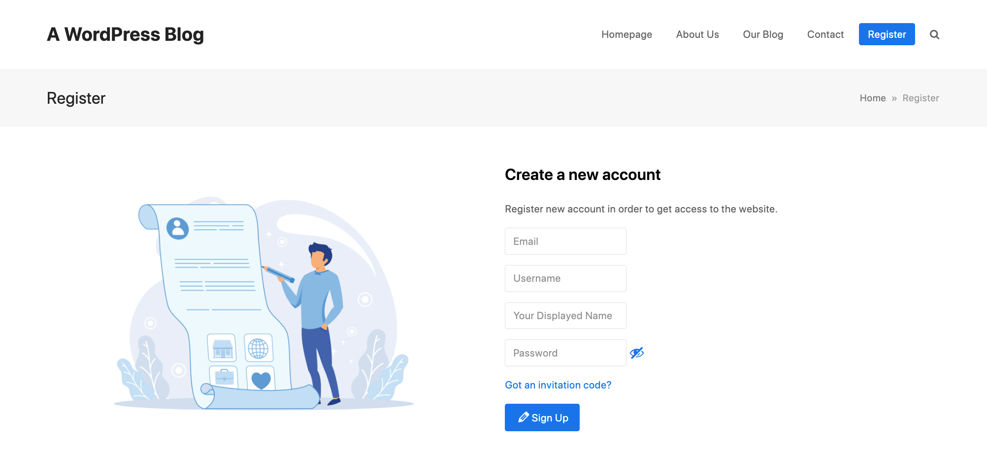 CM Registration Pro: صفحة التسجيل الأمامية