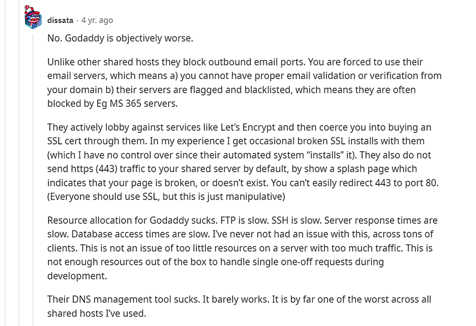 來自 Reddit 的 GoDaddy 意見