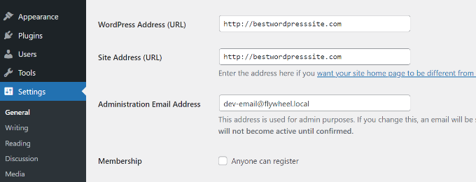 WordPress ve site adresinin aynı olduğundan emin olun Ensure WordPress and site address are same