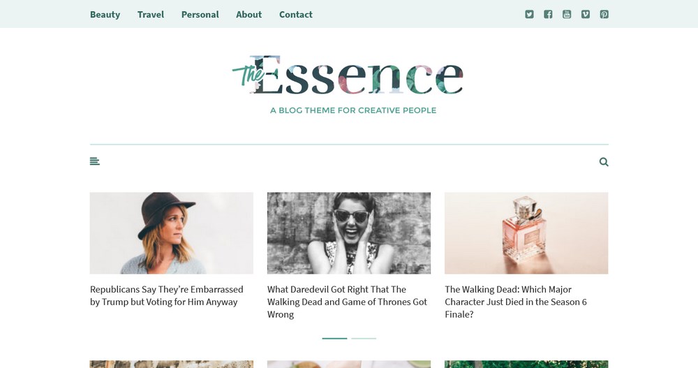 Site-ul demonstrativ Essence WordPress