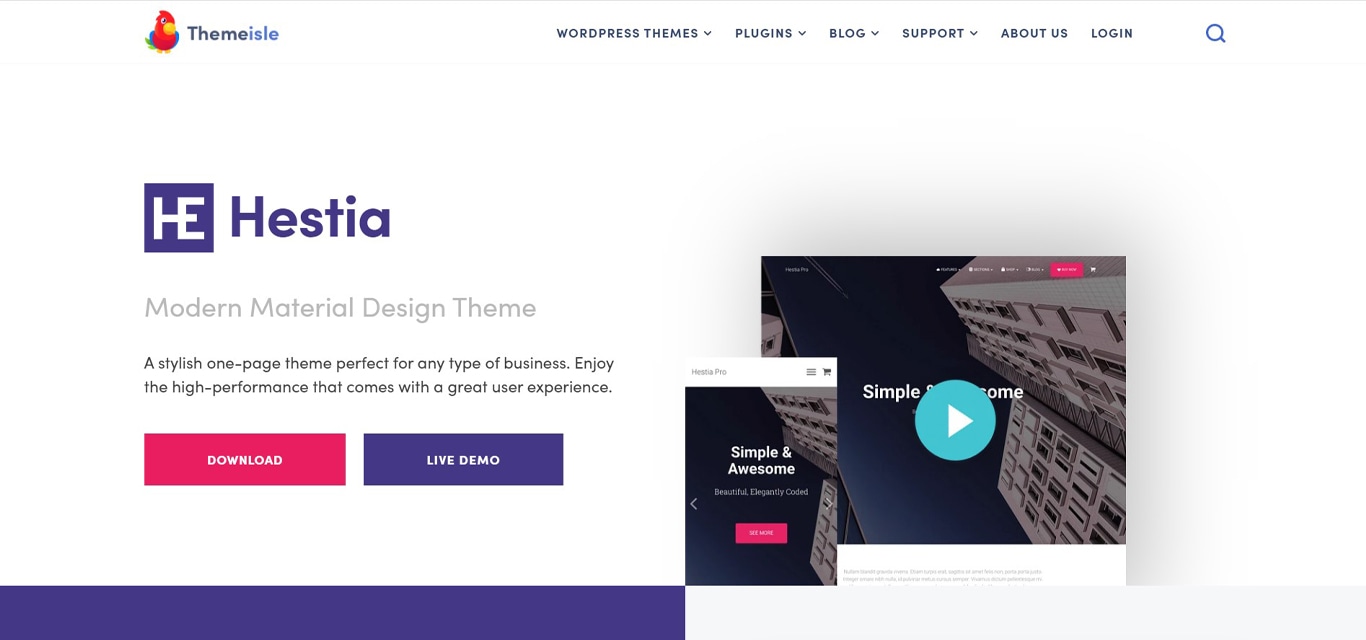 Imaginea site-ului cu tema Hestia