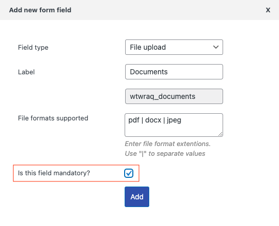 abilitare il campo obbligatorio per il modulo di preventivo WooCommerce personalizzato