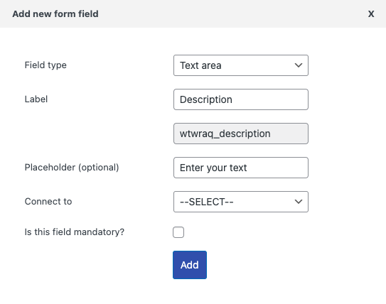 crea una casella di descrizione woocommerce per il modulo di preventivo