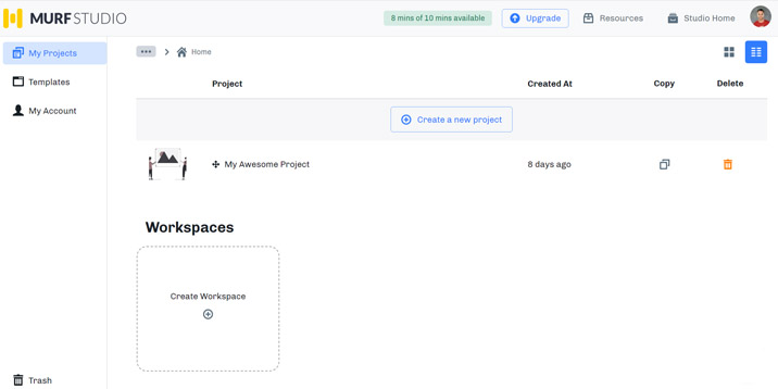 interface de estúdio