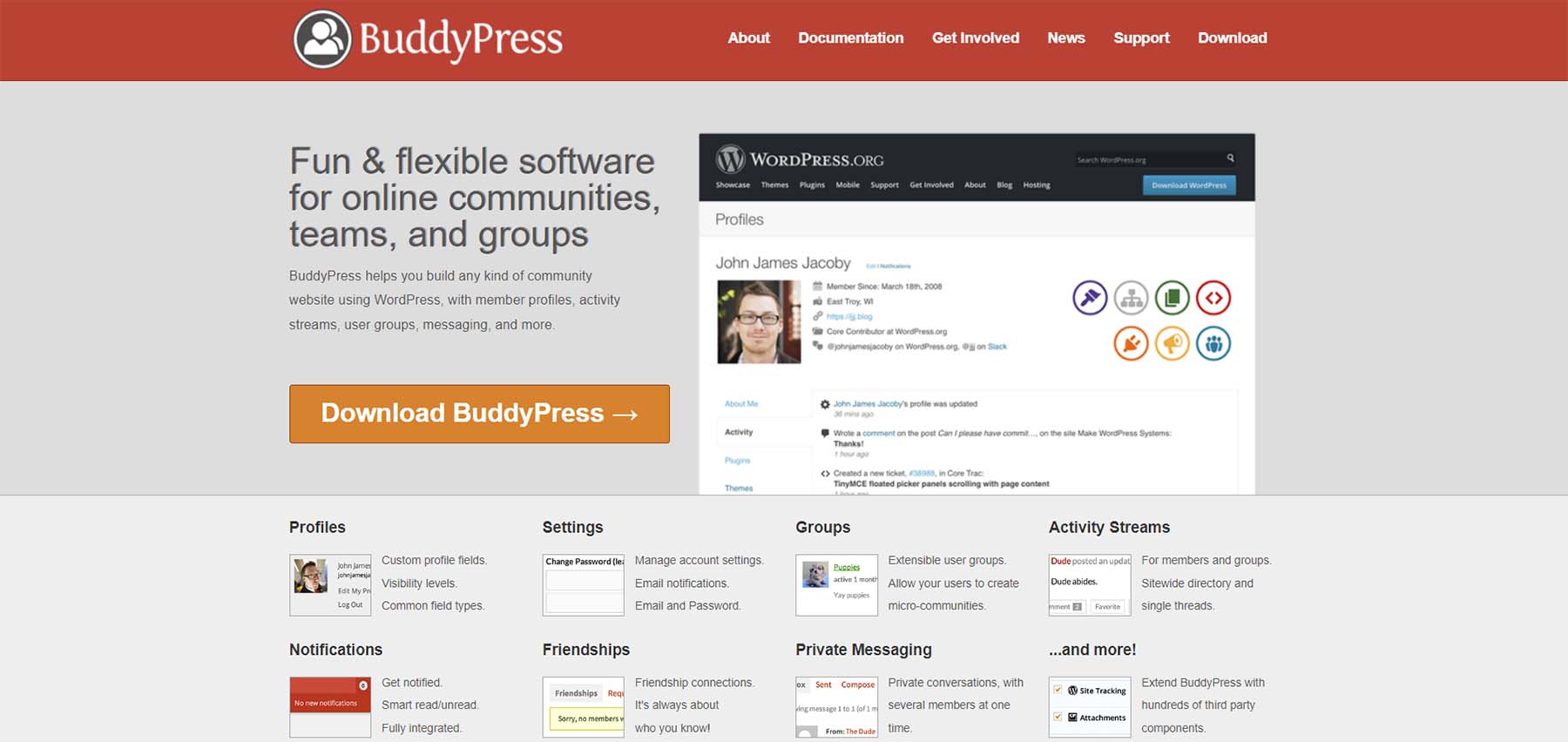 Wtyczka społecznościowa BuddyPress WordPress