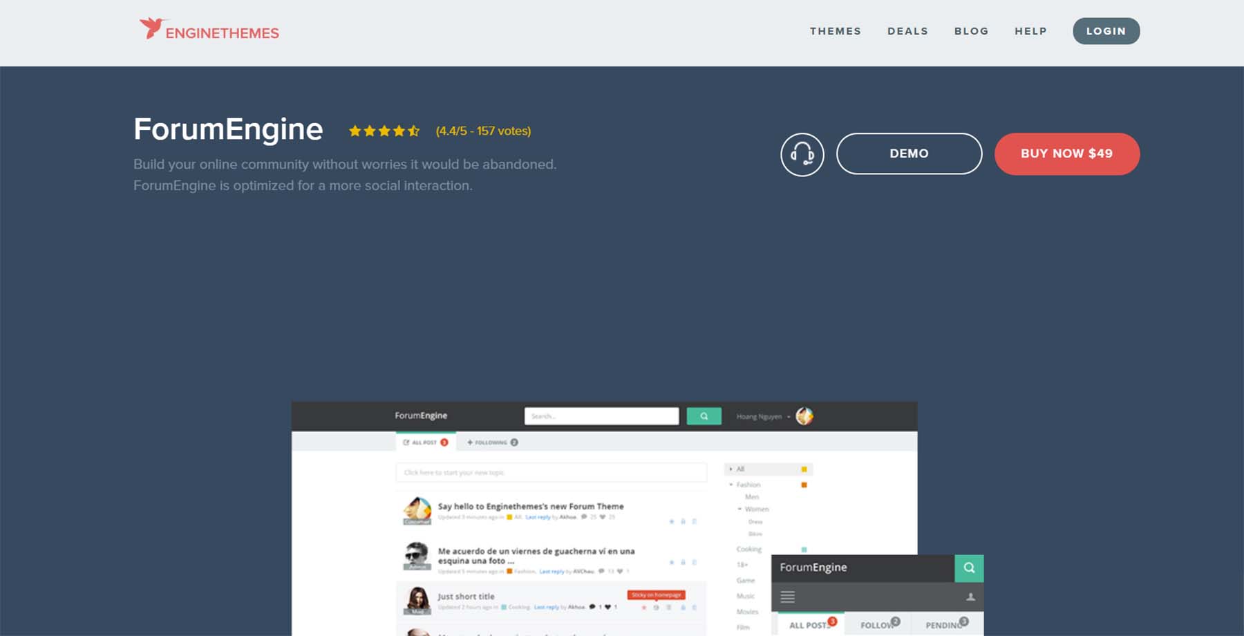 Motyw forum WordPress ForumEngine