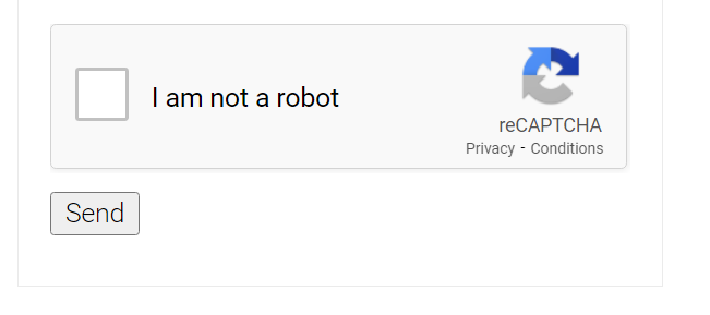 "로봇이 아닙니다." 옆에 있는 체크박스가 있는 CAPTCHA의 예입니다.
