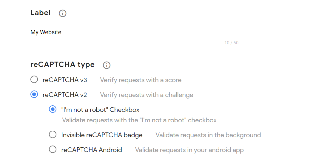 reCAPTCHA 설정