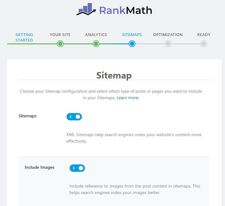Rank Math 설정 마법사 구성