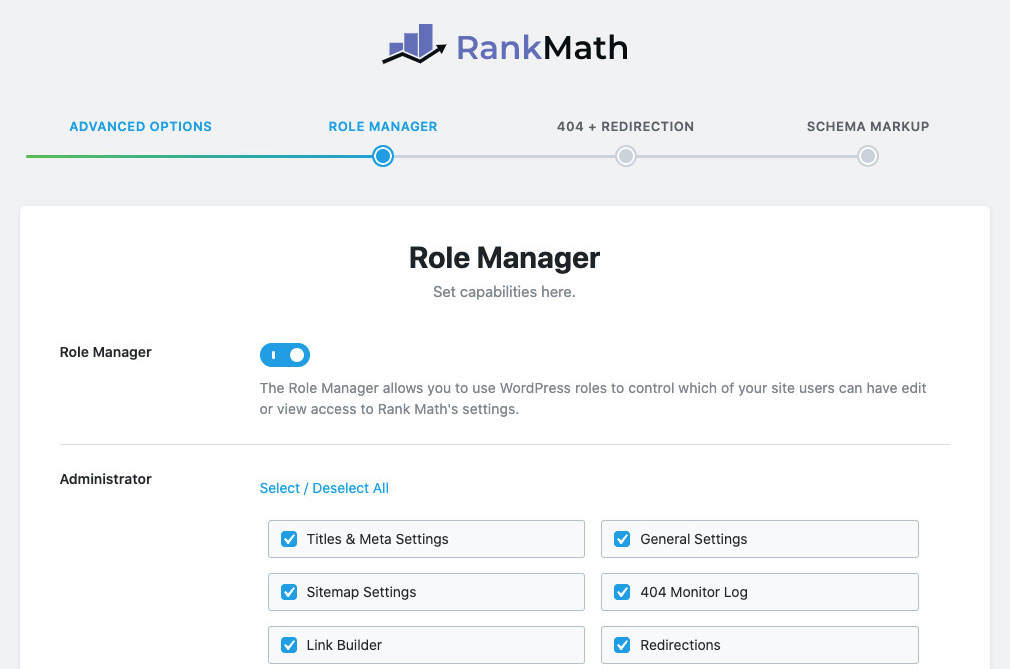 Rank Math 설정 마법사 고급 설정