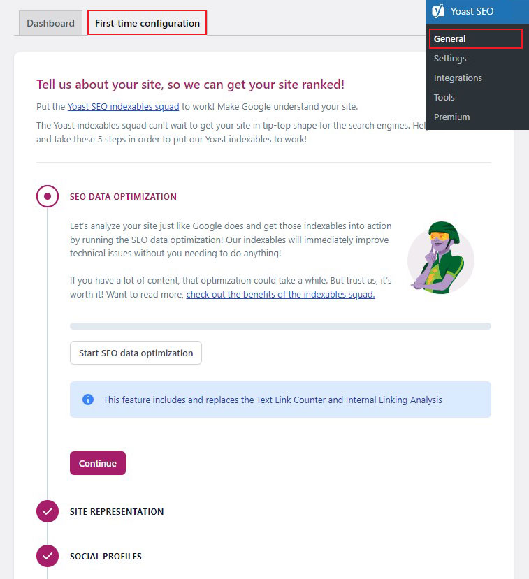 Yoast SEO 최초 구성