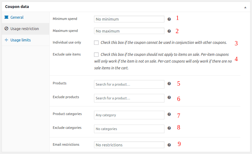 WooCommerce 쿠폰 제한