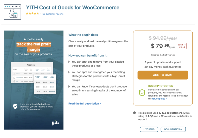 YITH ต้นทุนสินค้าสำหรับ WooCommerce