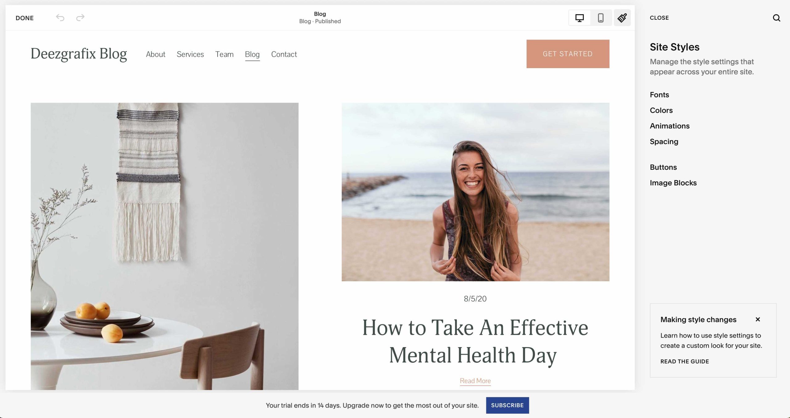 รูปแบบไซต์ Squarespace