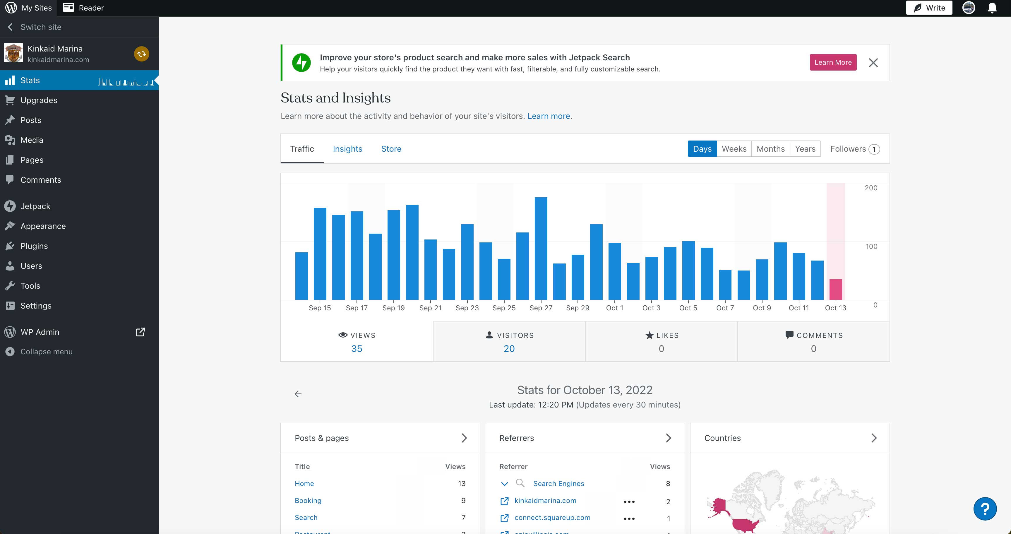 แดชบอร์ดสถิติของ WordPress.com
