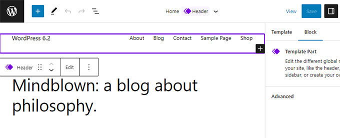 การแก้ไขส่วนเทมเพลตในเครื่องมือแก้ไขไซต์ Template part editing in site editor