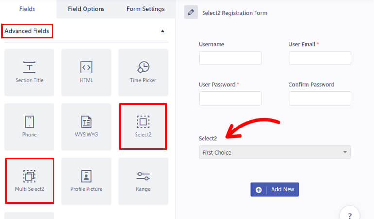 WordPress Select2 필드 추가
