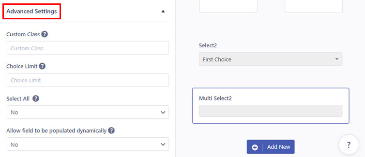 Multi Select2 고급 옵션