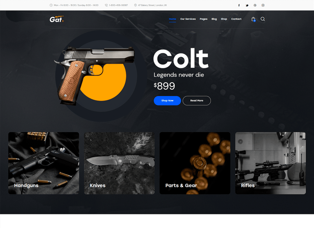 Gat | Tema WordPress Toko Senjata & Senjata