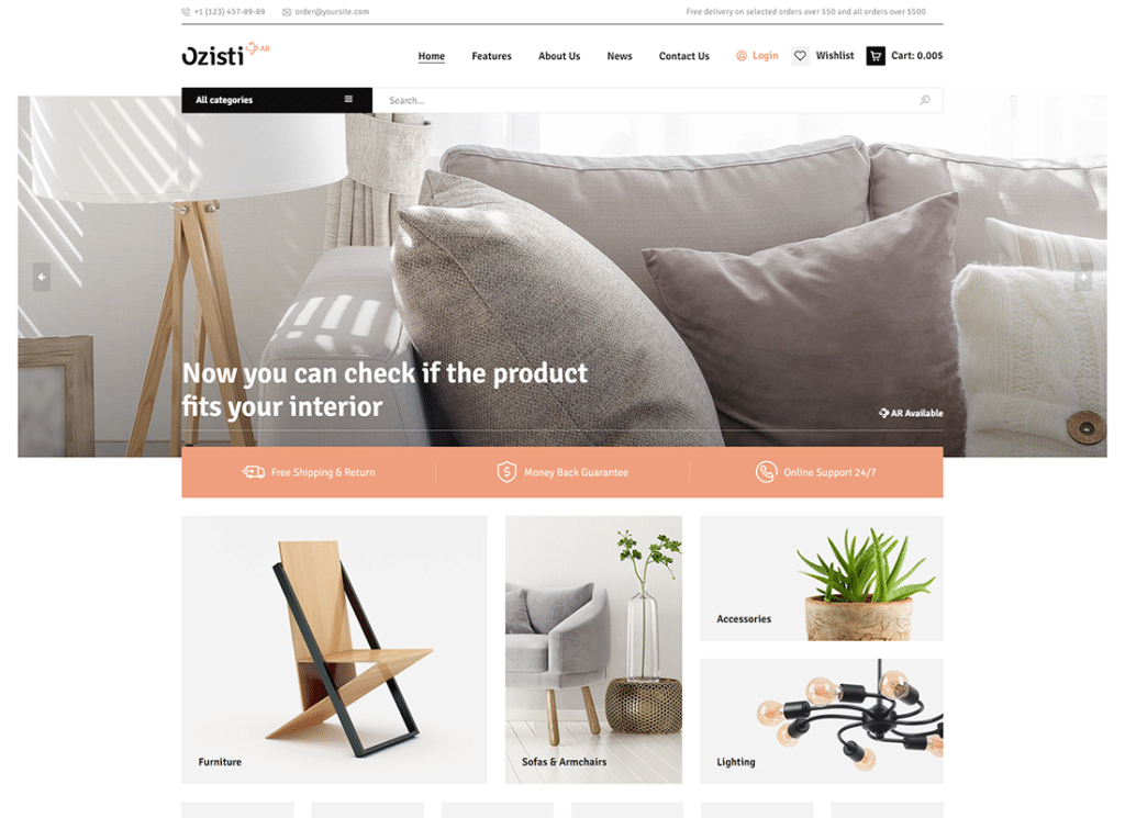 Ozisti | Tema WordPress WooCommerce Multi-Konsep Augmented Reality Store Ready