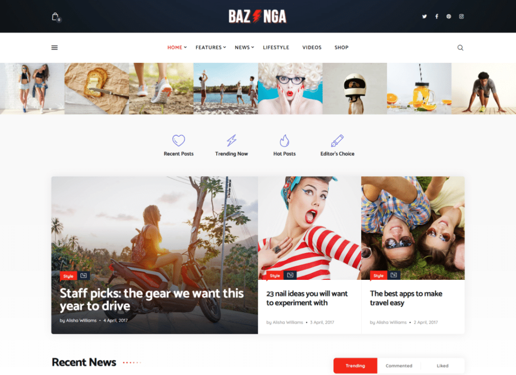 Bazinga - Modern Magazine & Viral Blog WordPress Teması