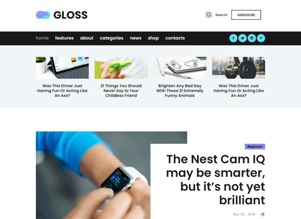 Gloss - Viral News Magazine WordPress Blog Teması