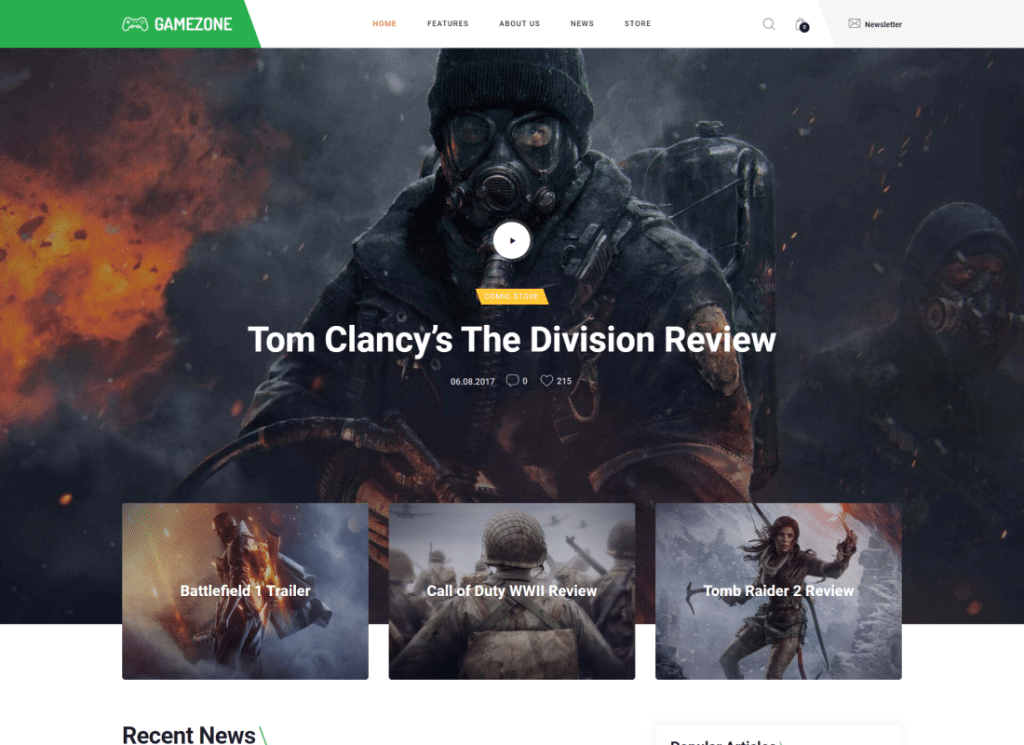 Gamezone - Video Oyun Blogu ve Espor Mağazası WordPress Teması