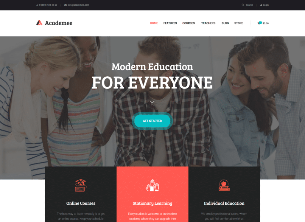 Academee - 教育センターとトレーニング コースの WordPress テーマ