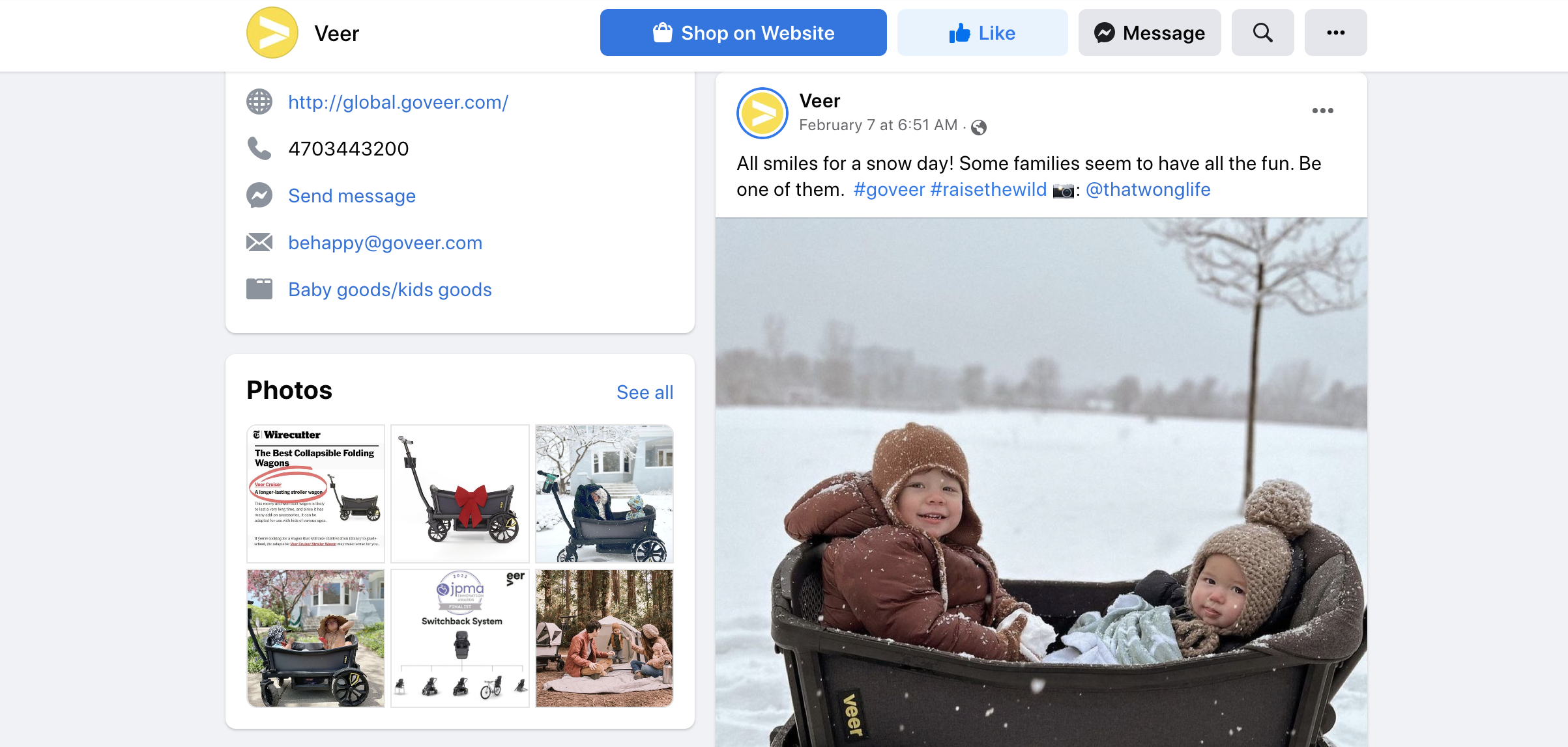 Veer Facebook 页面上的用户生成内容