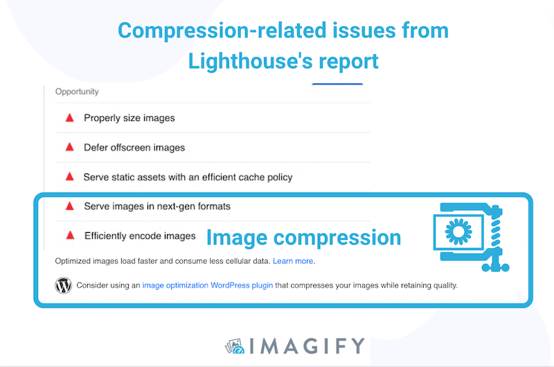 Dua peluang PSI tentang kompresi gambar: Sajikan gambar dalam format generasi berikutnya dan enkode gambar secara efisien - Sumber: Imagify