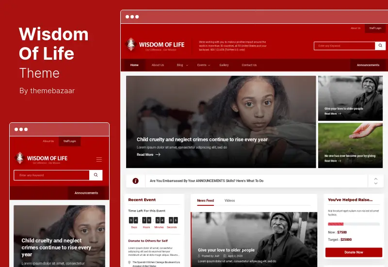 Wisdom Of Life Theme - NGO and Charity WordPress 主题