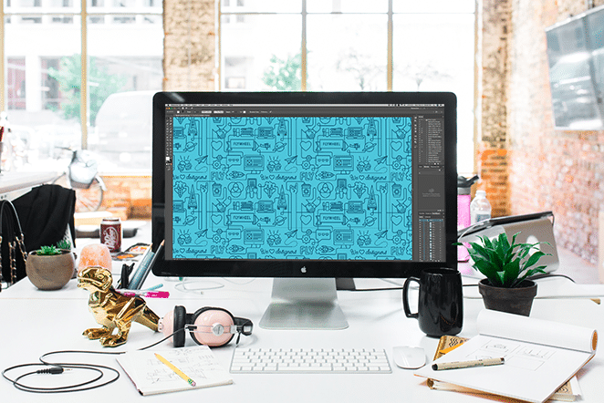 デスクトップ シーンの Adobe Illustrator のパターンを使用したデザイン パターン チュートリアルの例
