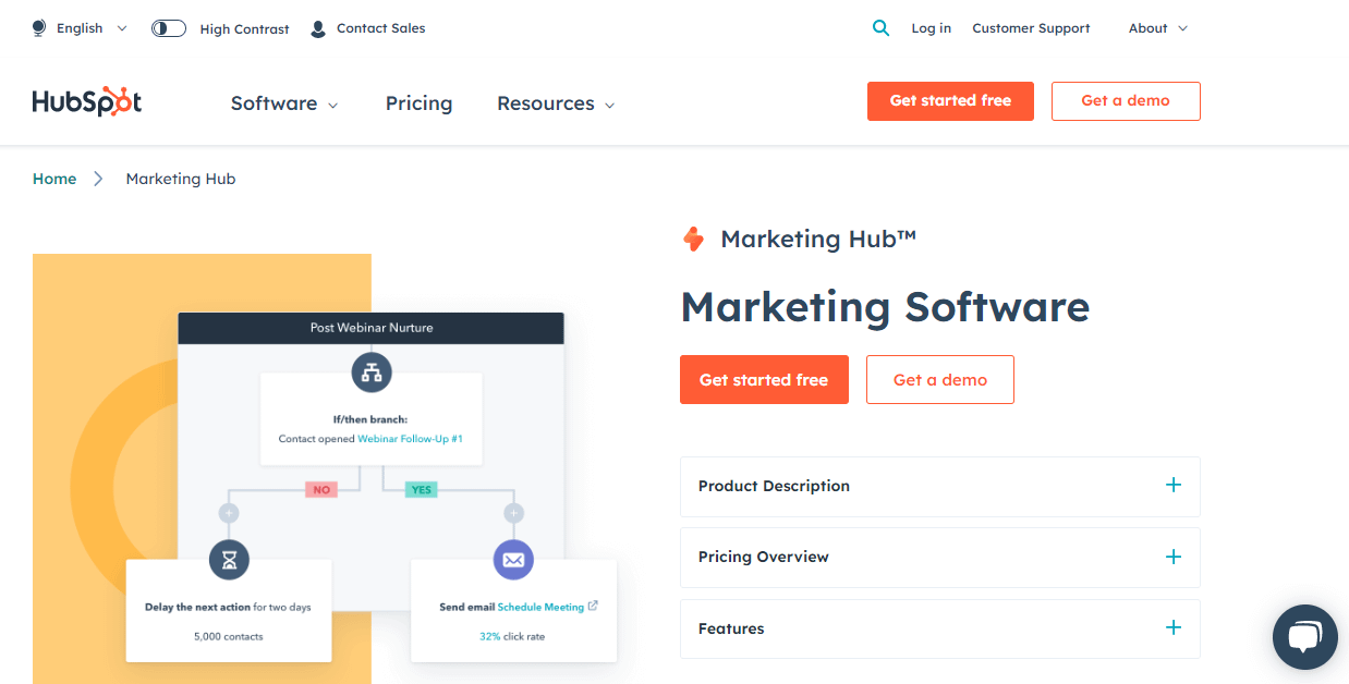 HubSpot 是一款完整的 CRM 软件，包含多种不同的内容营销工具。