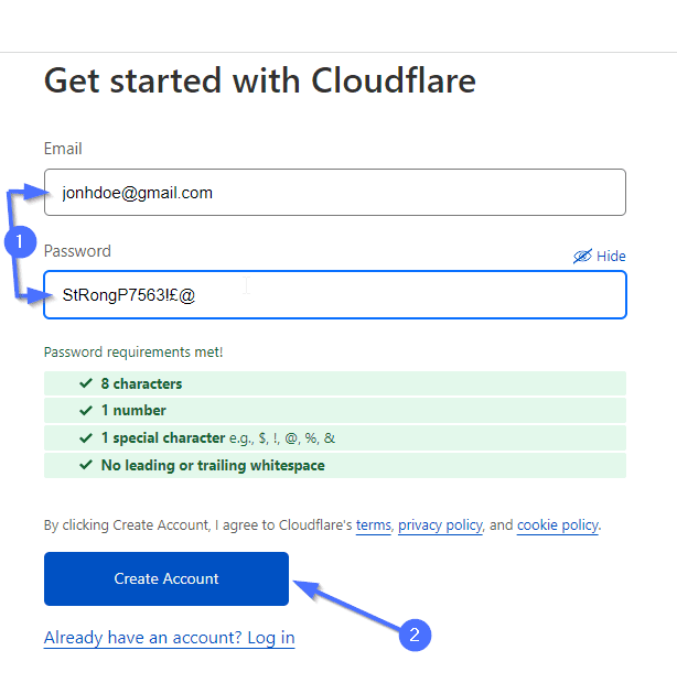 Cloudflare アカウントを作成する