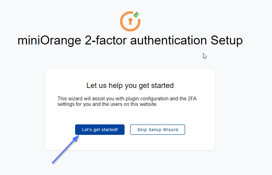 miniOrange 2FA セットアップの開始