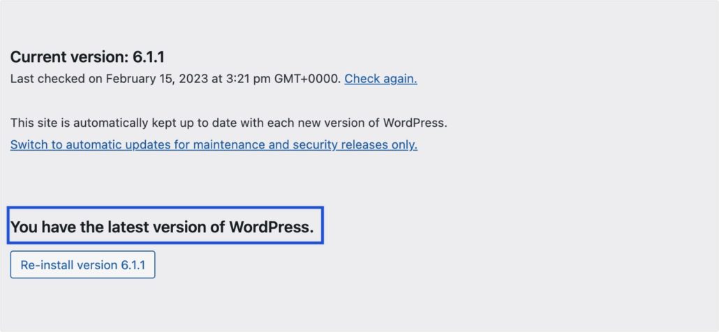 WordPress の最新バージョンを確認する