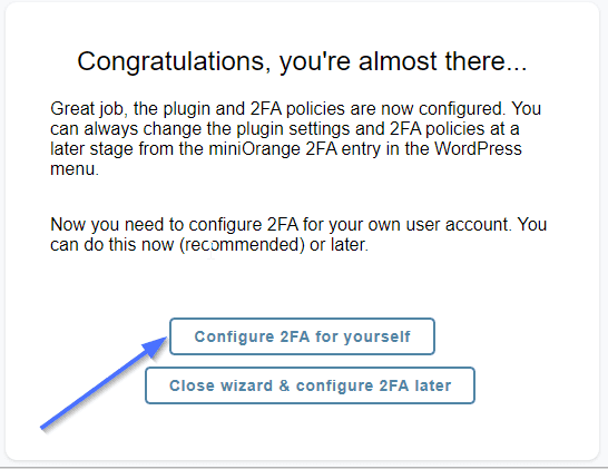 自分用に 2FA を構成するを選択します
