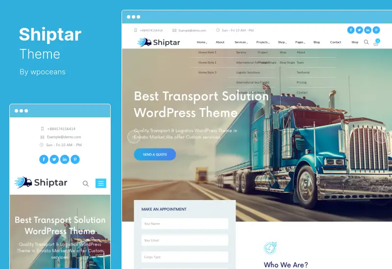 Shiptar Theme - тема WordPress для транспорта и логистики