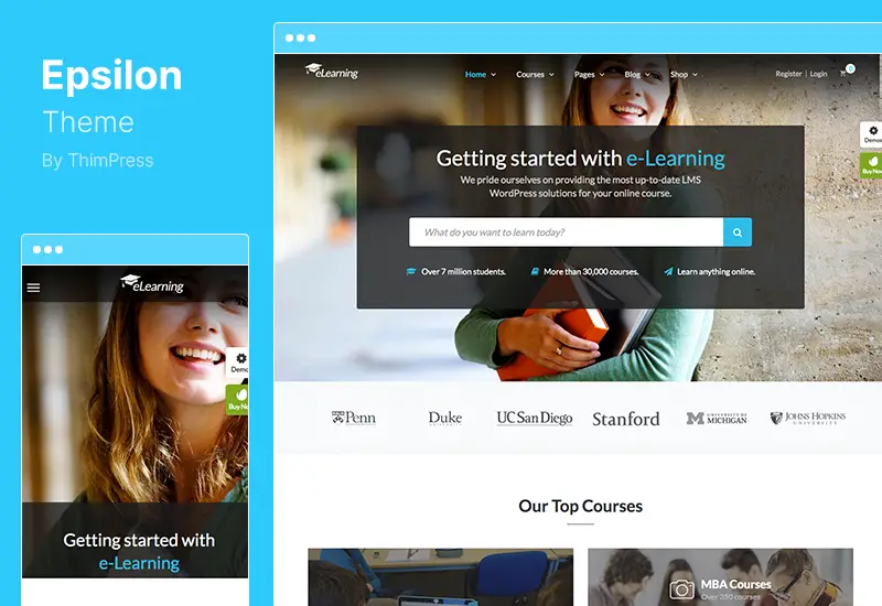 ธีมเอปไซลอน - ธีมอีเลิร์นนิง LMS WordPress