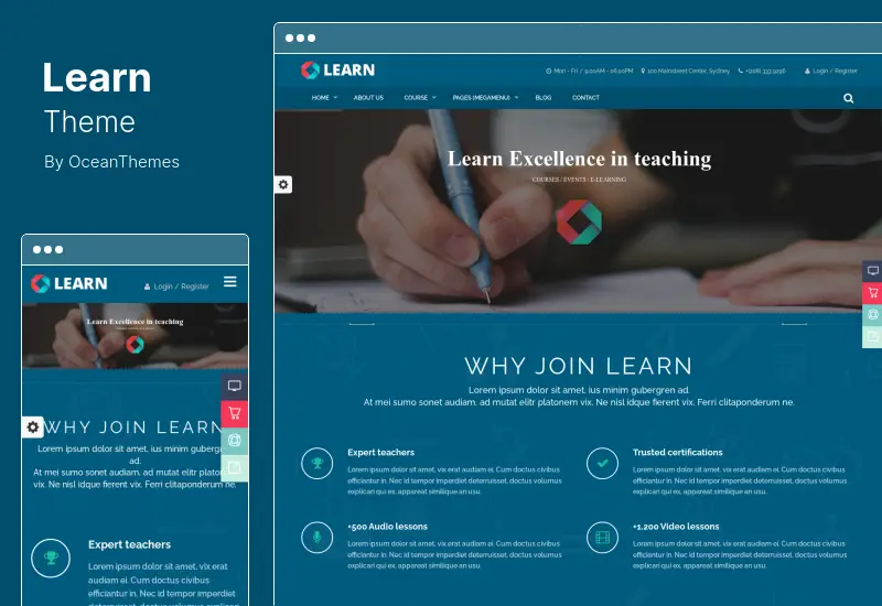เรียนรู้ธีม - การศึกษา eLearning ธีม WordPress