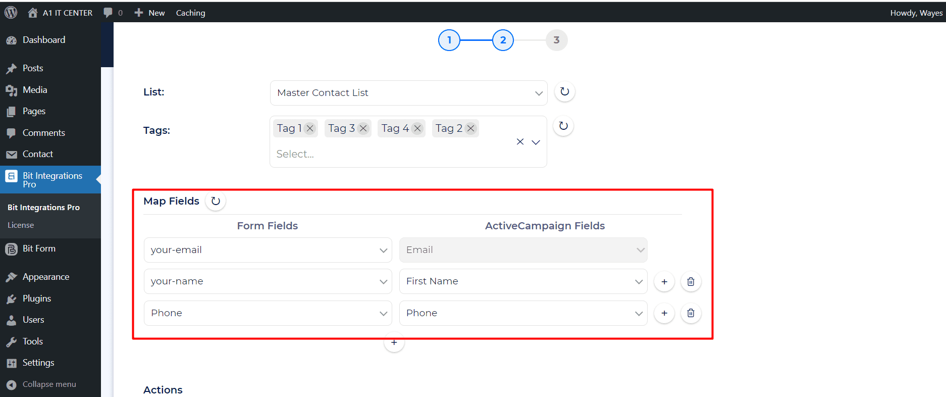 Bit Integrations ActiveCampaign 示例