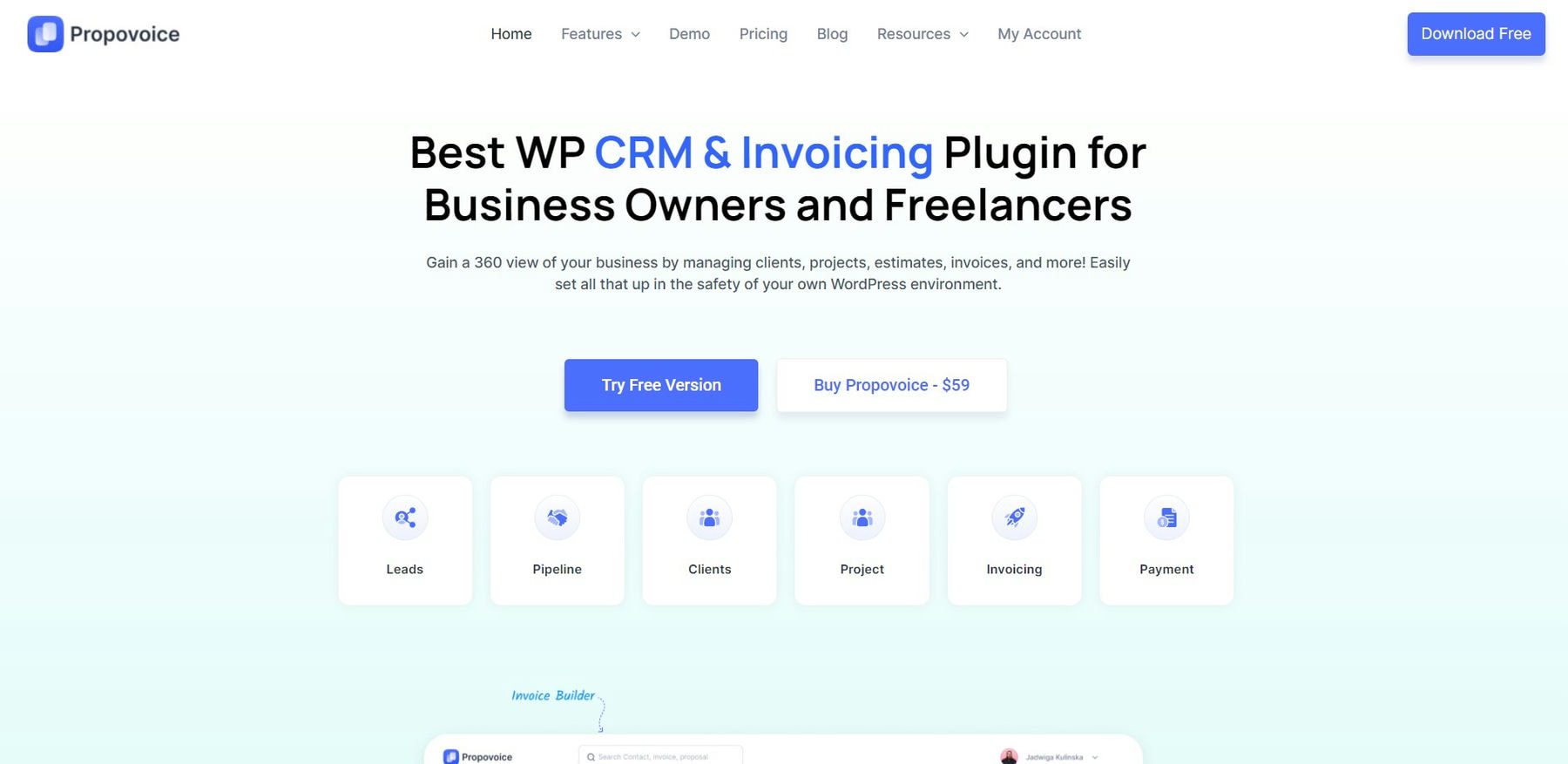 Propovoice 發票 CRM 插件主頁 2023 年 2 月