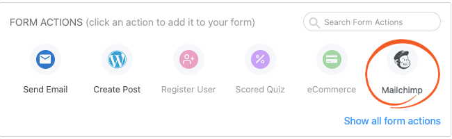 Acción de formulario de Mailchimp