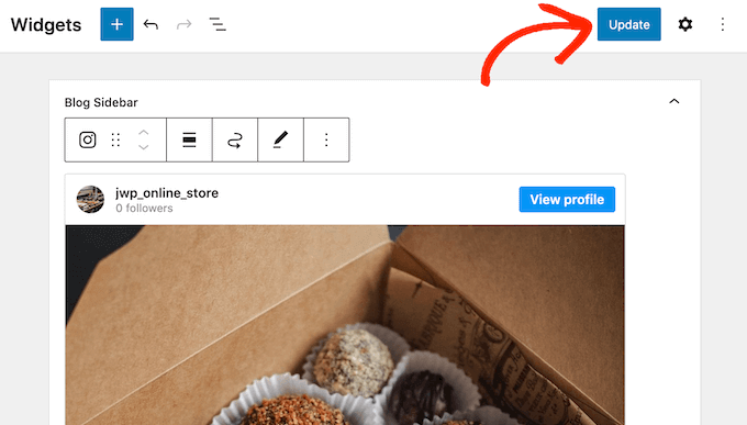在侧边栏小部件中发布 Instagram 照片 Publishing an Instagram photo in a sidebar widget