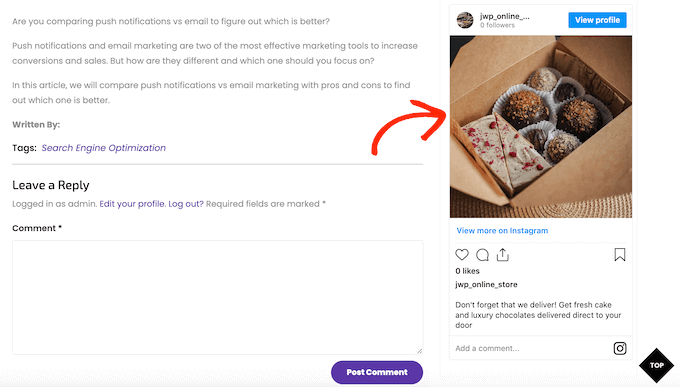 嵌入在 WordPress 中的单个 Instagram 帖子 A single Instagram post, embedded in WordPress