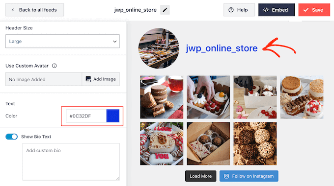 在您的 WordPress 网站上向 Instagram 提要添加标题 Adding a header to the Instagram feed on your WordPress website