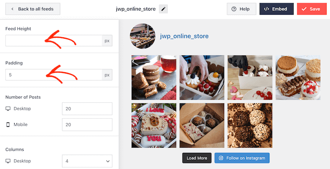 Smash Balloon 的 Instagram 提要布局设置 Smash Balloon's Instagram feed layout settings