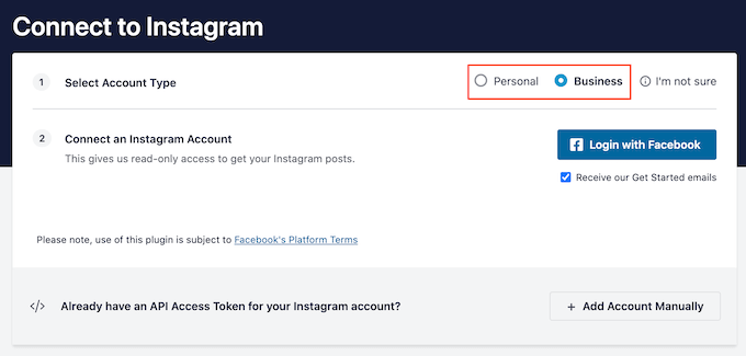 将个人或企业 Instagram 帐户连接到 WordPress Connecting a personal or business Instagram account to WordPress