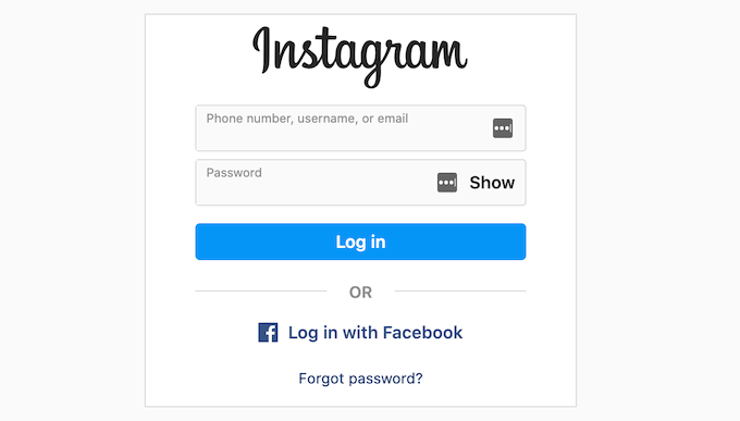 登录您的 Instagram 帐户 Logging into your Instagram account